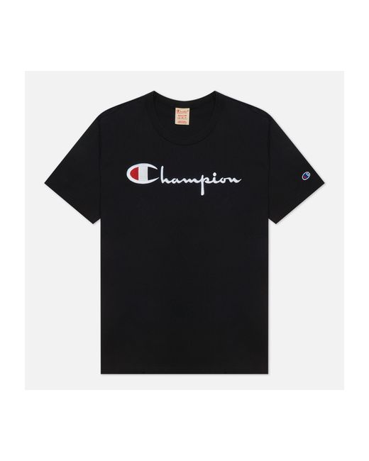 Champion Reverse Weave Мужская футболка Basic Big Script Logo Crew Neck Comfort Fit цвет размер