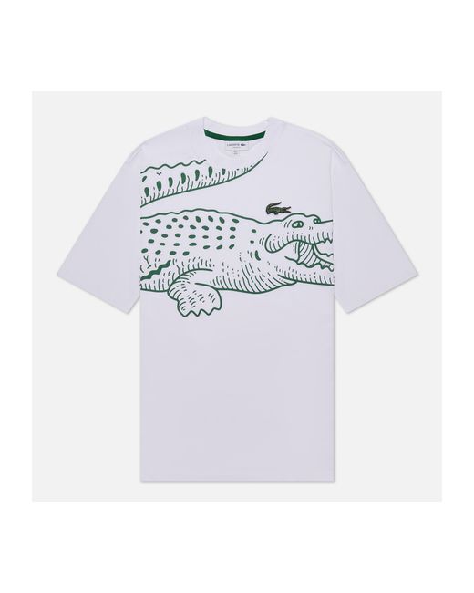 Lacoste Мужская футболка Loose Fit Crocodile Print Crew Neck размер S