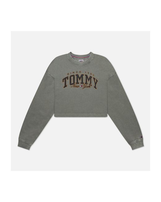 Tommy Jeans Женская толстовка Cropped Luxe Varsity Crew Neck размер