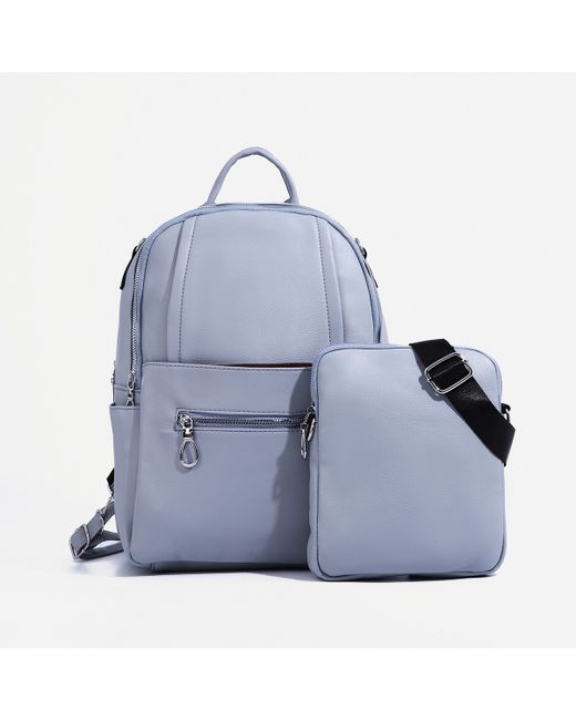 Nobrand Рюкзак на молнии 4 наружных кармана сумка серо-голубой