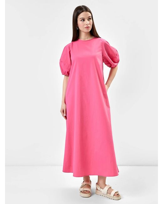 Mark Formelle Платье макси с рукавами-фонариками в ярко-розовом цвете