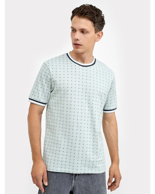 Mark Formelle Хлопковая футболка мятного цвета с геометрическими фигурами