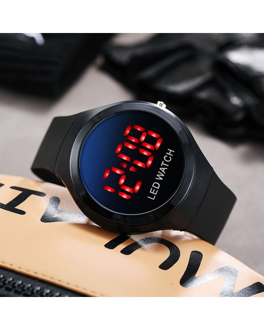 Nobrand Часы наручные электронные d-4.3 см ремешок силикон 23.5 черные