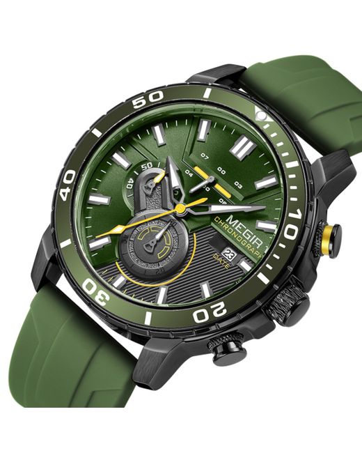Nobrand Часы наручные d-4.6 см с хронографом 3 атм светящиеся зеленые