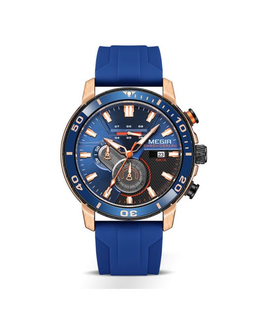 Nobrand Часы наручные d-4.6 см с хронографом 3 атм светящиеся синие