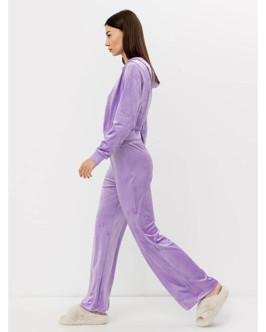 Mark Formelle Свободные велюровые брюки фиолетового цвета
