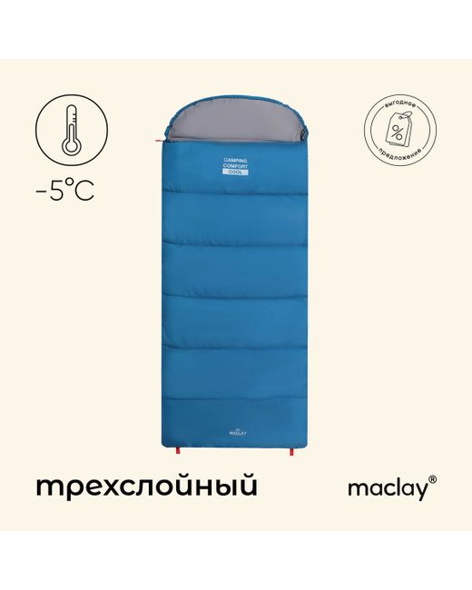 Maclay Спальный мешок camping comfort cool одеяло 3 слоя правый 220х90 см 5/10с