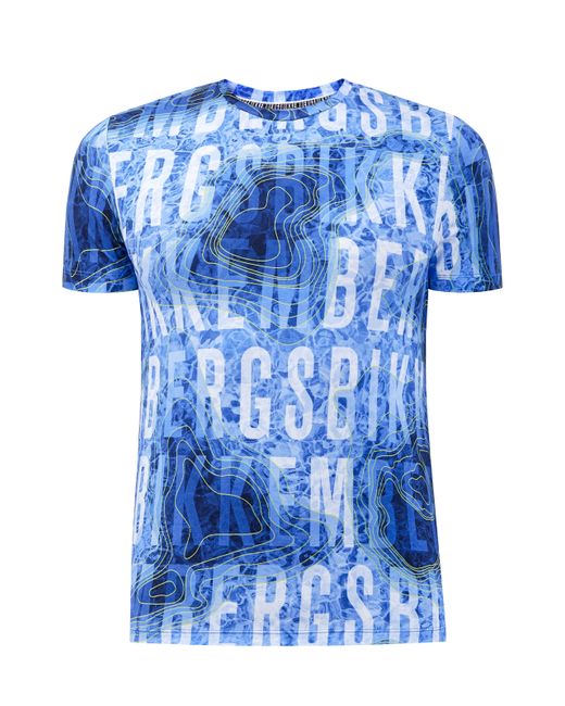 Bikkembergs Хлопковая футболка с принтом Water Map в синей гамме