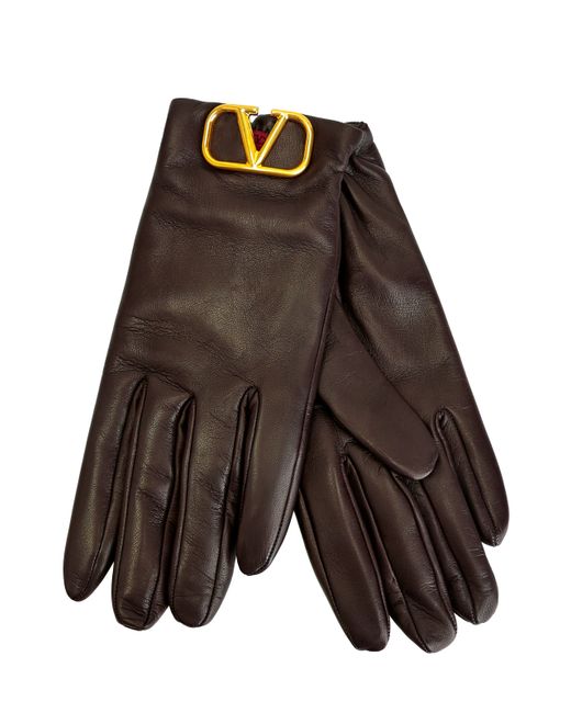 Valentino Garavani Кожаные перчатки VLogo Signature с литой символикой
