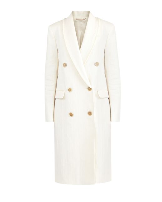 Brunello Cucinelli Легкое двубортное пальто из ткани Raw на основе льна и хлопка