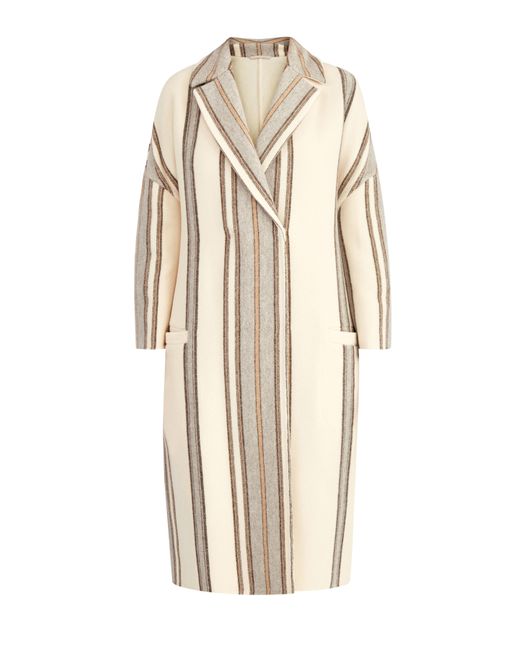 Brunello Cucinelli Пальто Blanket Stripe из кашемира и шелка