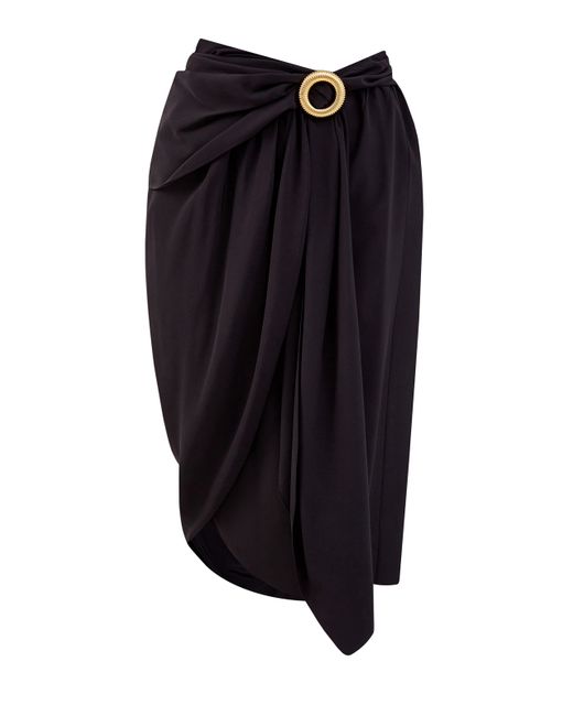 Lanvin Шелковая юбка асимметричного кроя с золотистой пряжкой