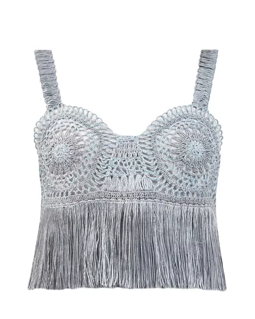 Stella Mccartney Укороченный топ с ажурным декором и бахромой