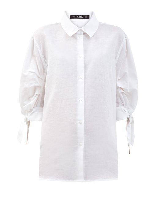 Karl Lagerfeld Рубашка из льняного муслина с манжетами на завязках