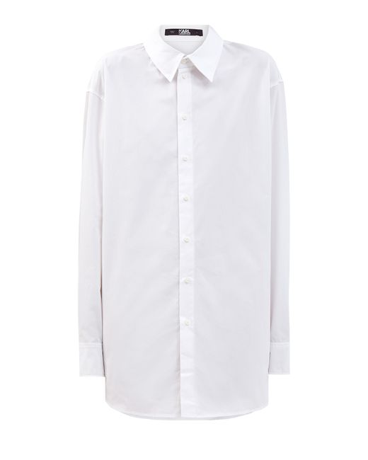 Karl Lagerfeld Хлопковая рубашка-oversize с аппликацией на спинке