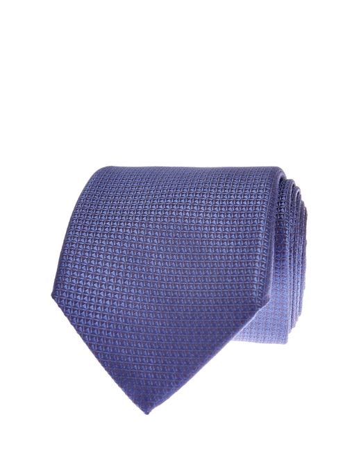 Canali Шелковый галстук с вышитым принтом в синей гамме