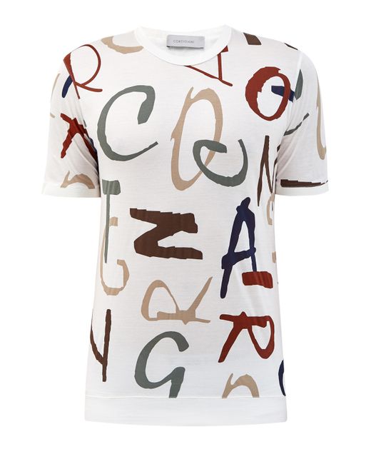 Cortigiani Хлопковая футболка из джерси с контрастным принтом