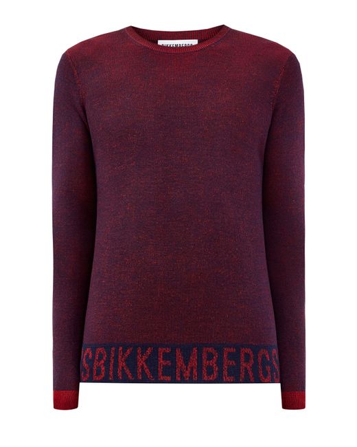 Bikkembergs Пуловер из двухцветной шерсти и акрила с принтом-интарсией