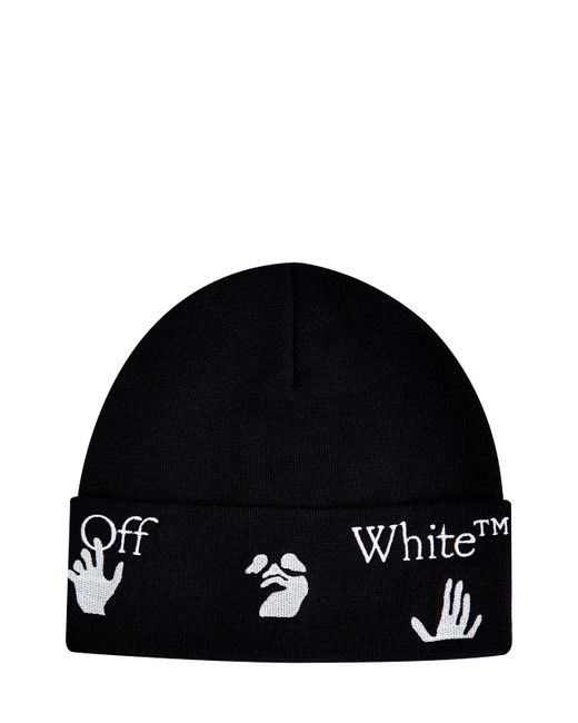 Off-White Шерстяная шапка-бини с вышитым принтом Hands Off