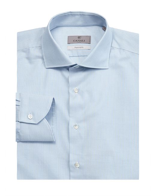 Canali Рубашка из хлопка Impeccabile с принтом в тонкую полоску