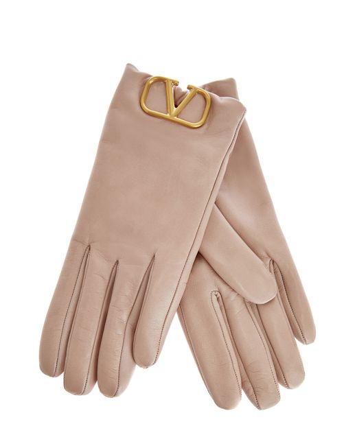 Valentino Garavani Кожаные перчатки VLogo на подкладке из кашемира