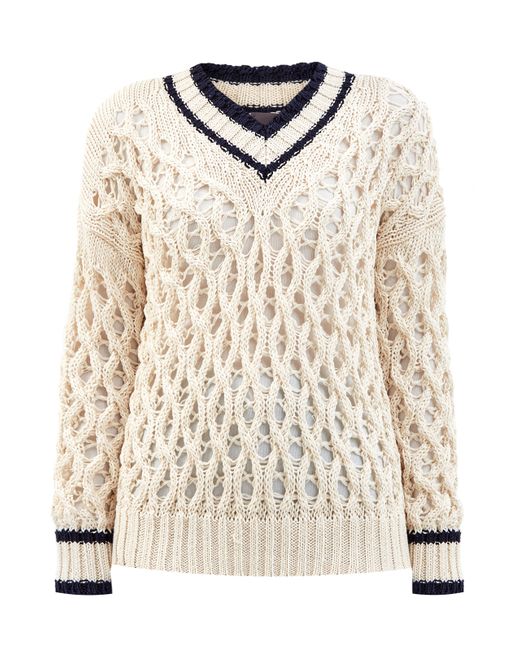Lorena Antoniazzi Хлопковый пуловер узорной вязки с мерцающими пайетками