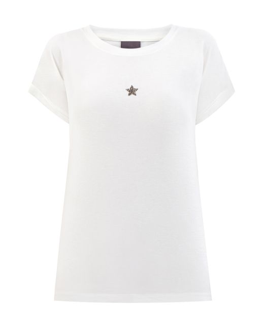 Lorena Antoniazzi Хлопковая футболка с символикой из кристаллов Swarovski и логотипом