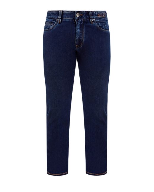 Cortigiani Окрашенные вручную джинсы из хлопкового и шелкового денима