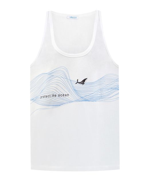 Vika Gazinskaya Удлиненная футболка из хлопка organic с принтом Protect the Ocean