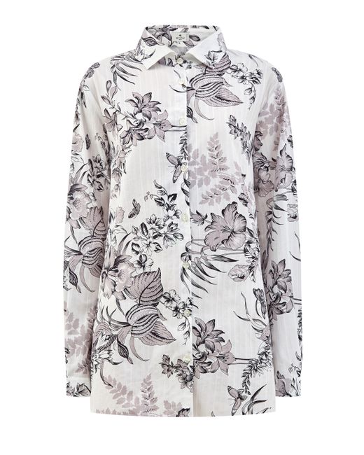 Etro Рубашка из тонкого хлопка с флористическим принтом