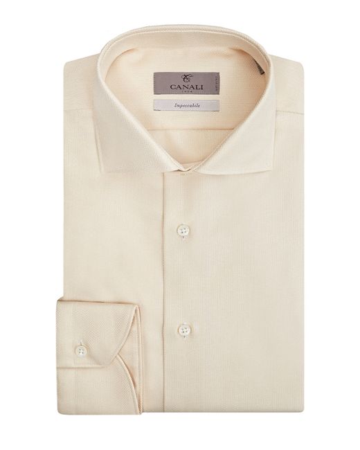 Canali Однотонная рубашка из хлопка с фактурным узором