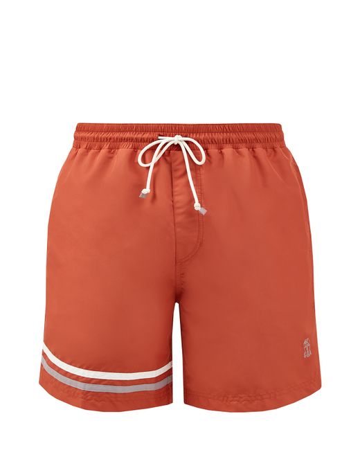 Brunello Cucinelli Пляжные плавательные шорты с деталями в полоску