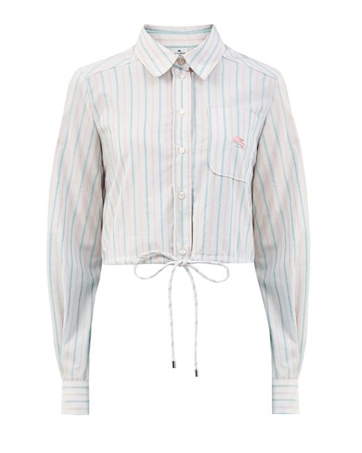 Etro Укороченная рубашка в тонкую полоску с завязками