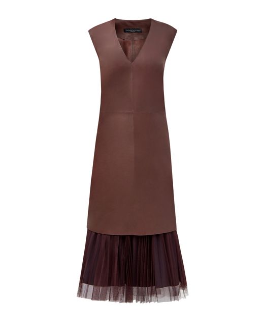 Fabiana Filippi Кожаное платье 2 в 1 со съемной пышной юбкой из вуали