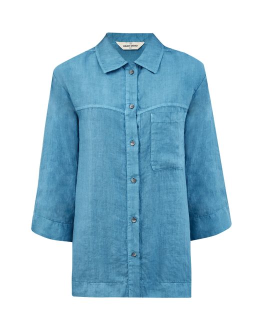 Gran Sasso Льняная рубашка-oversize с накладным карманом