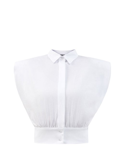 Karl Lagerfeld Кроп-рубашка из хлопка с объемными подплечниками