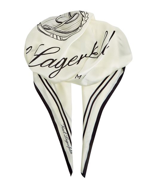 Karl Lagerfeld Шарф с принтом Hotel KARL из струящегося шелка