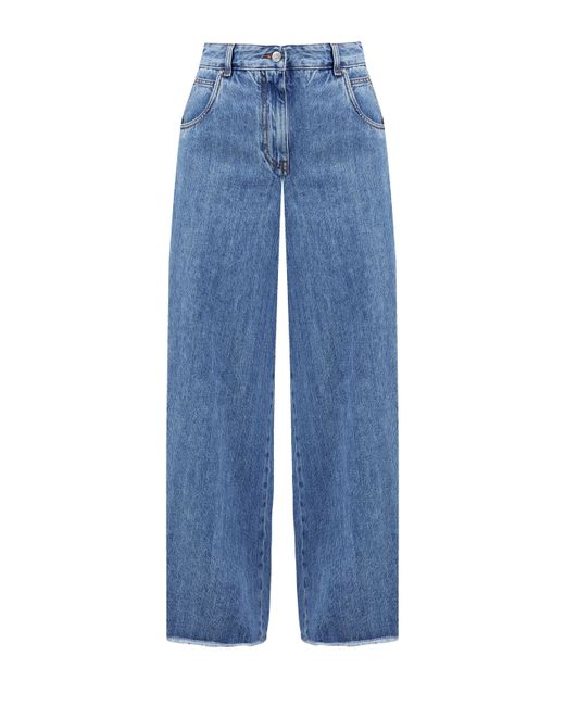 Etro Высокие джинсы-палаццо с эффектом необработанного края