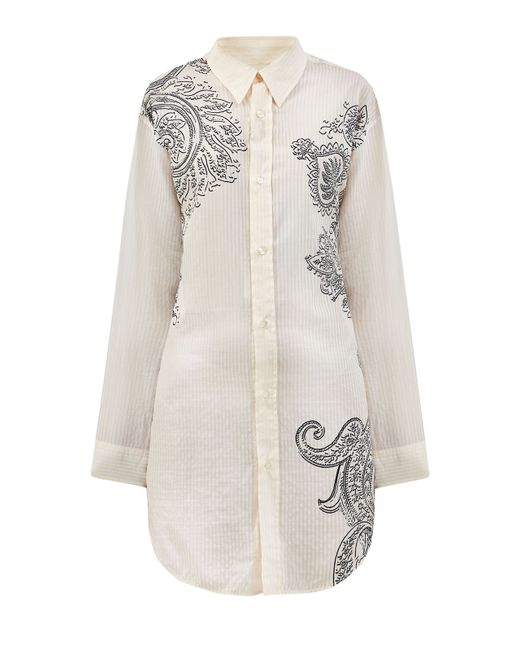 Etro Рубашка удлиненного кроя из хлопка и шелка с принтом