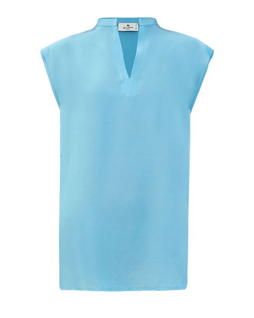 Etro Шелковая блуза удлиненного кроя с V-образным вырезом