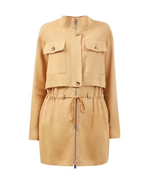 Re Vera Куртка в стиле тренчкота из хлопка и льна с накладными карманами