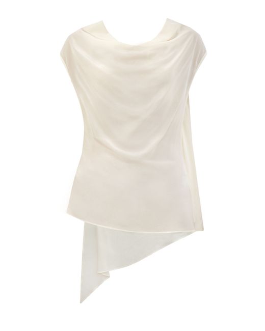 Gentryportofino Шелковая блуза асимметричного кроя с вырезом на спинке