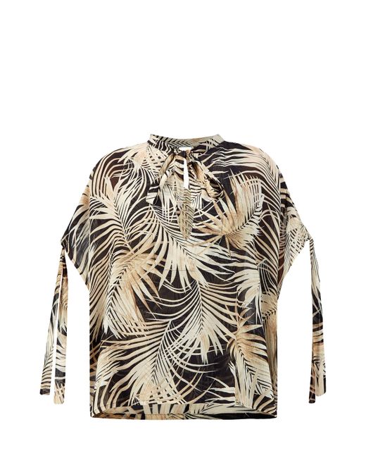 Fisico Легкая блуза из вискозы и шелка с тропическим принтом