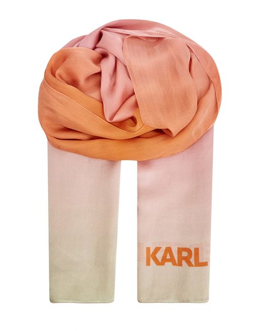 Karl Lagerfeld Легкий шарф из струящегося шелка с градиентом и принтом