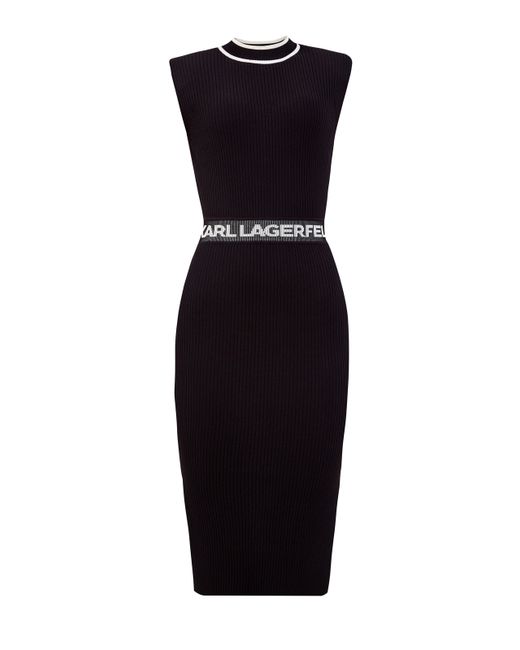 Karl Lagerfeld Платье-миди из эластичного трикотажа с поясом K/logo