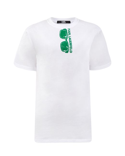 Karl Lagerfeld Свободная футболка из хлопка джерси с принтом