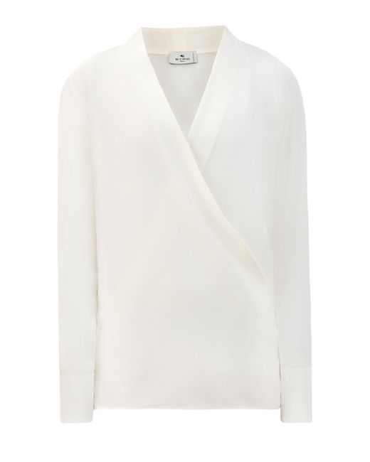 Etro Шелковая блуза с V-образным вырезом на запах