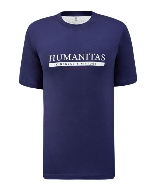 Brunello Cucinelli Хлопковая футболка с сезонным принтом Humanitas