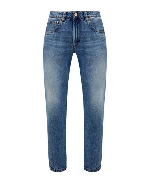 Brunello Cucinelli Укороченные джинсы из выбеленного денима с цепочками Мониль