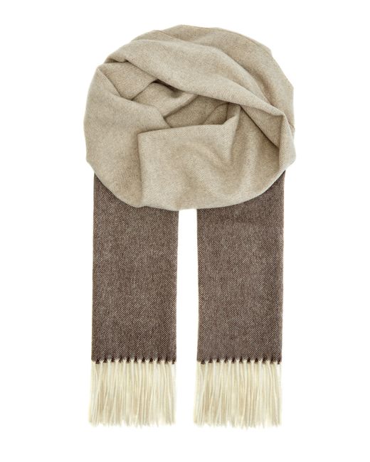 Bertolo Cashmere Кашемировый шарф ручной работы в бежево-коричневой гамме